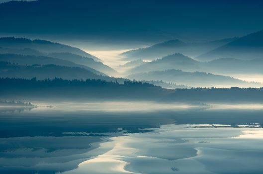 evening mountain plateau landscape (Carpathian, Ukraine) 