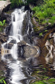 landscape with waterfall in the mountains