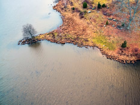 Miniature peninsula protruding in to a lake