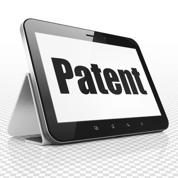 Law concept: Tablet Computer with black text Patent on display, 3D rendering