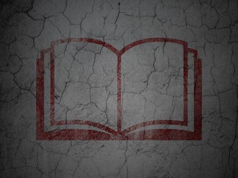 Science concept: Red Book on grunge textured concrete wall background