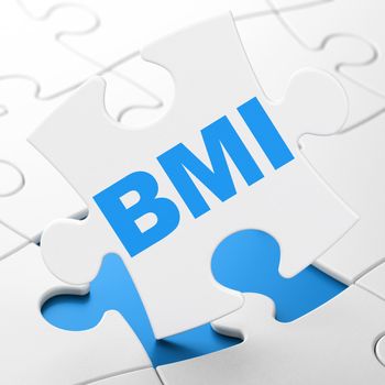 Healthcare concept: BMI on White puzzle pieces background, 3D rendering