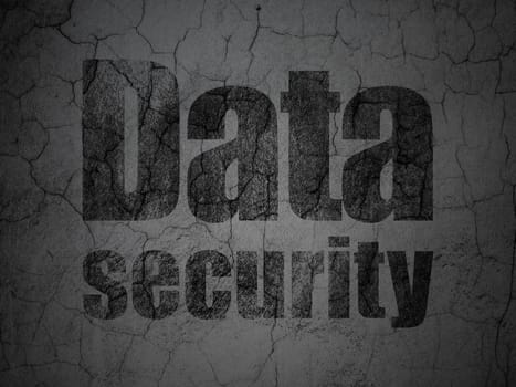 Protection concept: Black Data Security on grunge textured concrete wall background