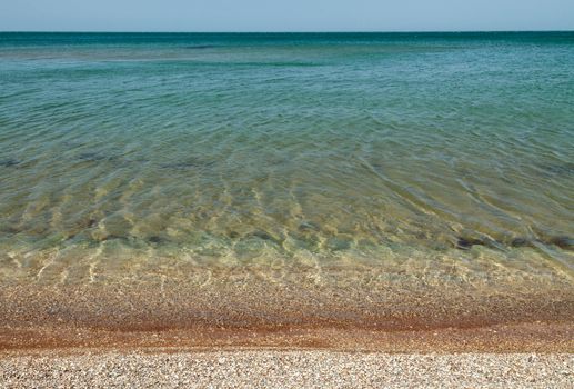 seacoast with turquoise water, summer sunny day