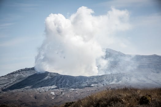 Top of Mount Aso in Kumamoto Japan