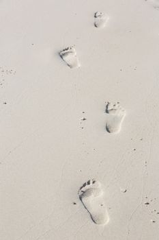 human footprints in the smooth sand