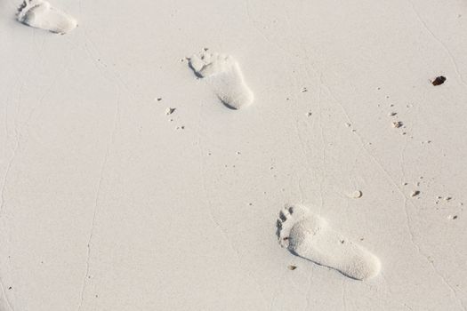 human footprints in the smooth sand