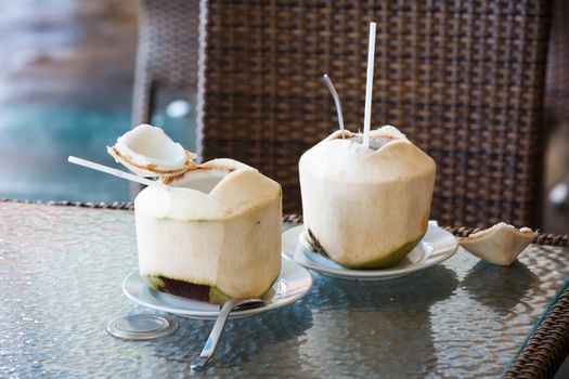 fresh coconut serve on the table