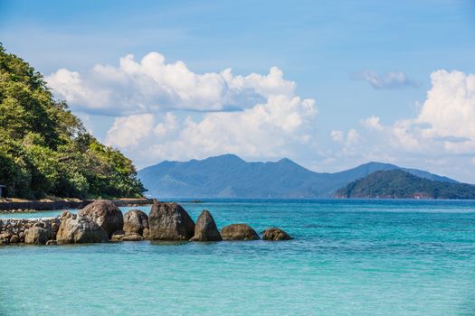 island and blue sea on beautiful beach