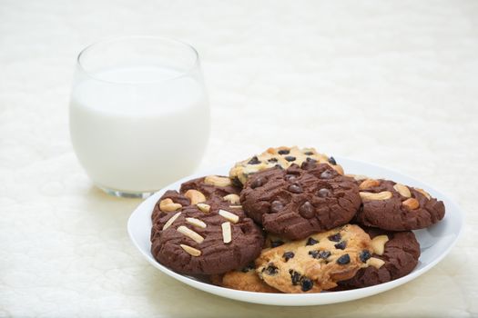 chocolate chip cookies and milk