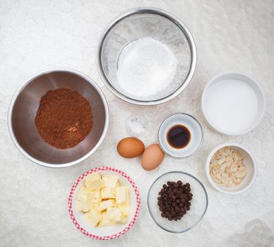 preparation of chocolate chip brownie