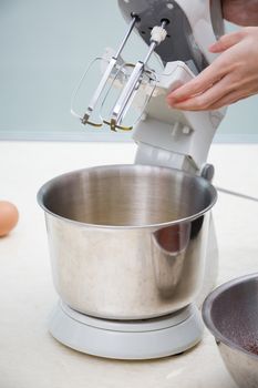 close up of dough mixer machine