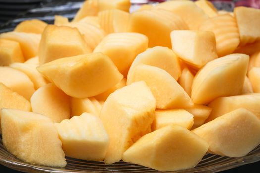 close up of fresh cantaloupe melon