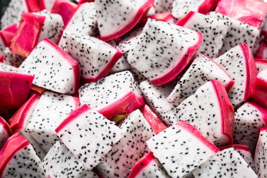 close up of cube dragon fruit
