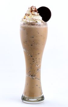 frappuccino topping with whip cream and cookie