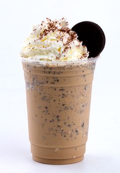 frappuccino topping with whip cream and cookie