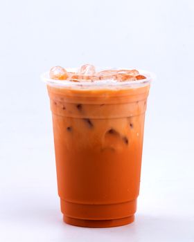 iced milk tea on white background