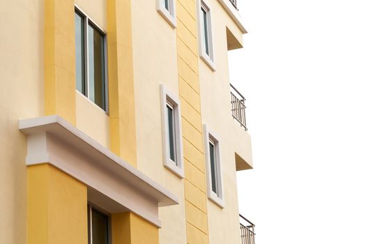 yellow buildings on sky background