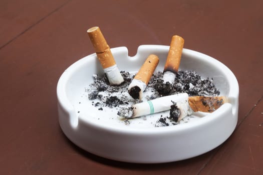 burned cigarettes is in ashtray