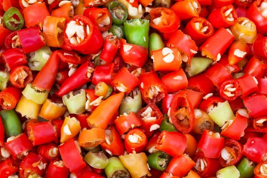 red cuted chili  prepared for cooking