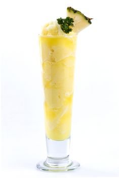 pineapple smoothies on white back ground