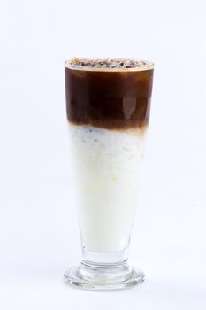 iced latte on white background