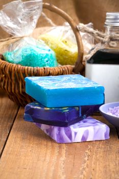 Homemade Soap on wooden background