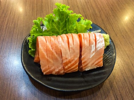 Belly part of Salmon sashimi.