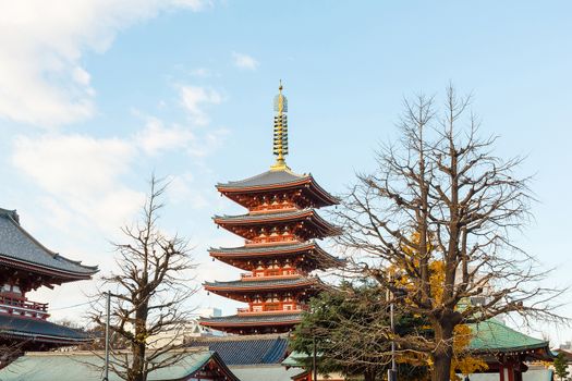 Pagoda at Sensoji temple in Tokyo.