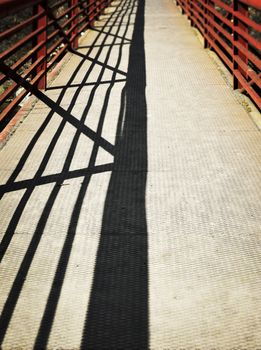 abstract retro background red iron bridge with shadow