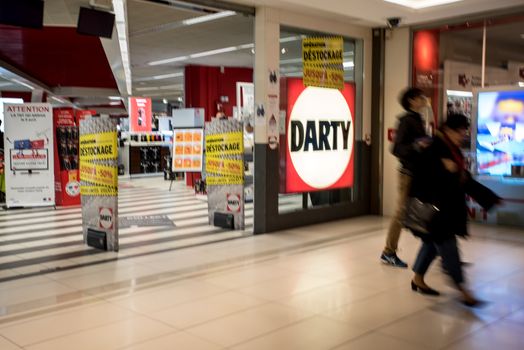 FRANCE, Paris: A picture is taken of a Darty store on April 22, 2016 as the battle for Europe's third-largest electrical goods retailer Darty intensifies as Conforama, owned by South African retail giant Steinhoff and French rival Fnac frantically tried to outbid each other. Five new offers in less than 24 hours on April 21, 2016 lifted Darty shares by more than 23 percent to their highest level since the end of 2010, valuing it at GBP 779 million (USD 1.1 billion, 990 million euros).