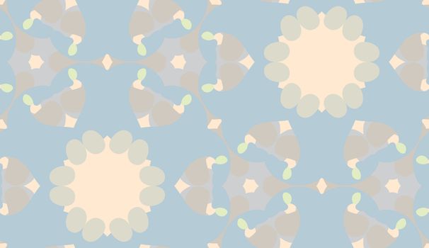 Seamless pattern of muted geometric kaleidoscope shapes
