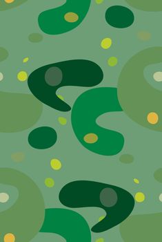 Seamless background pattern of green abstract microbes