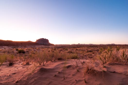 Smooth sunset over the desert in the summer