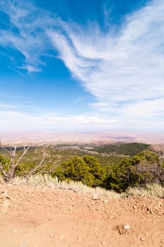 Edge of the canyon road overlooking a large valley