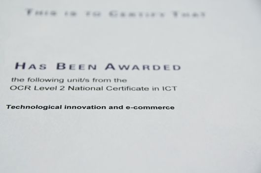 Certificate that  sameone has been awarded a level

