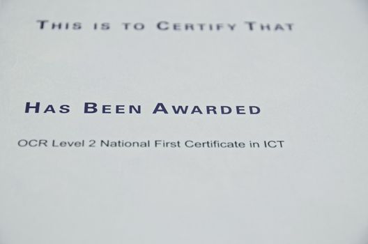Certificate that  someone has been awarded a level

