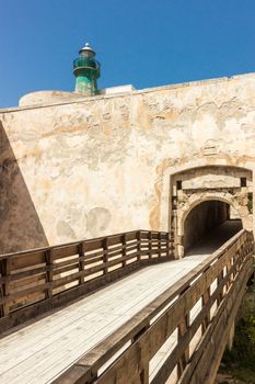 Entrance of medieval Maniace's Castle in Siracusa