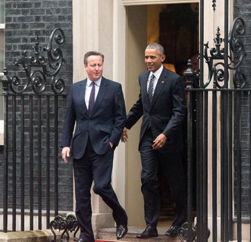 UK, London: President Barack Obama and British Prime Minister David Cameron leave a meeting at 10 Downing Street in London, on April 22, 2016.Obama urged the UK to stay in the European Union, amid the Brexit debate. He also addressed the special relationship that the two nations have. 