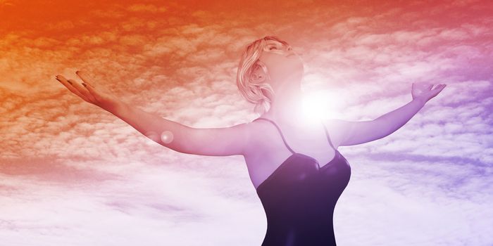 Enlightenment with Woman Holding Arms Out Happily