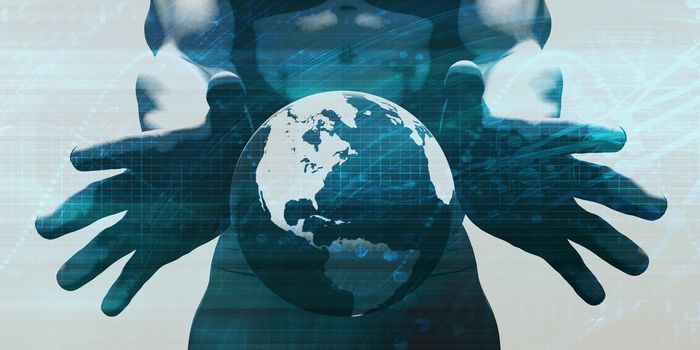 System Integration Network with Hands Holding Technology Globe