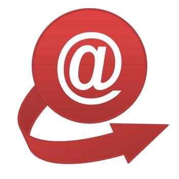 Red email arrow button isolated in white background