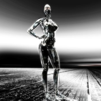 3D Illustration; 3D Rendering of a Cyborg