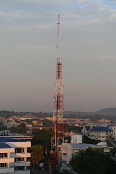 A telecommunication tower in city