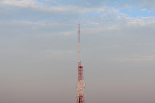 A telecommunication tower in city