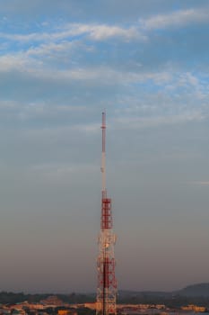 A telecommunication tower in city