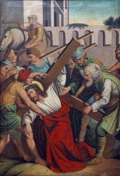 5th Stations of the Cross, Simon of Cyrene carries the cross