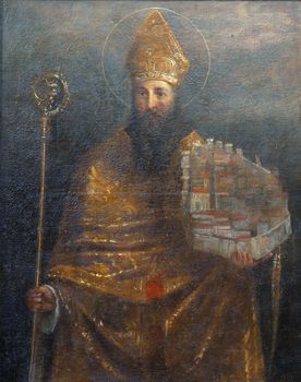 Saint Blaise holding a model of Dubrovnik