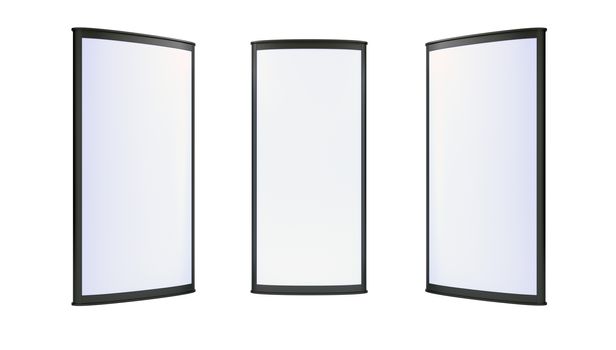 Advertising blank lightboxes on white background. 3d render