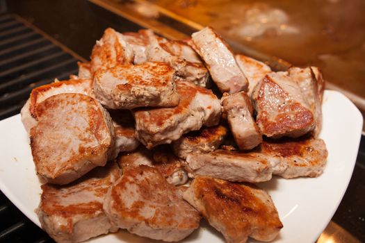 fried barbecue meat on plate